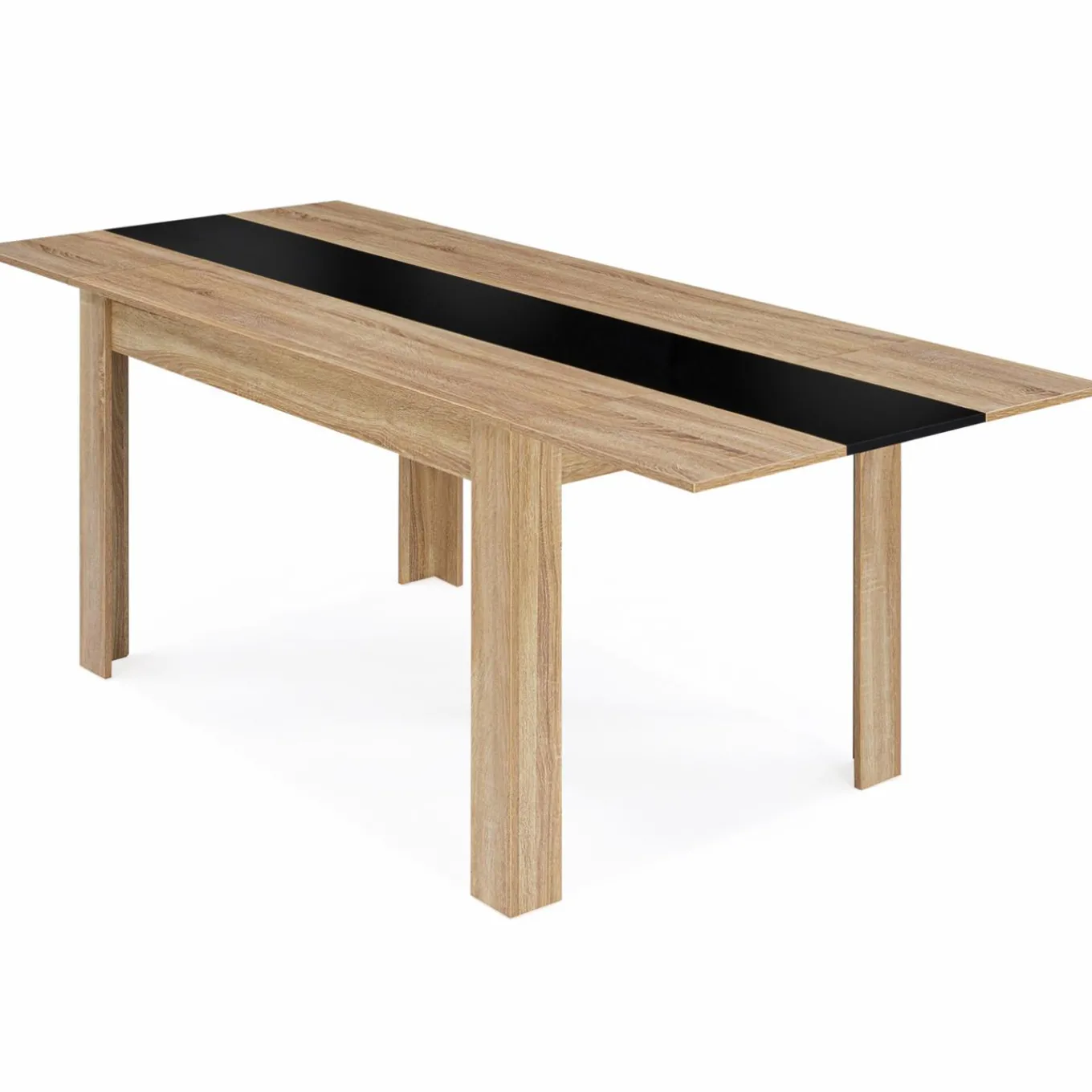 IDMarket Table de salle à manger extensible en bois imitation hêtre et noire 6-10 personnes* Meubles En Bois|Collection Design