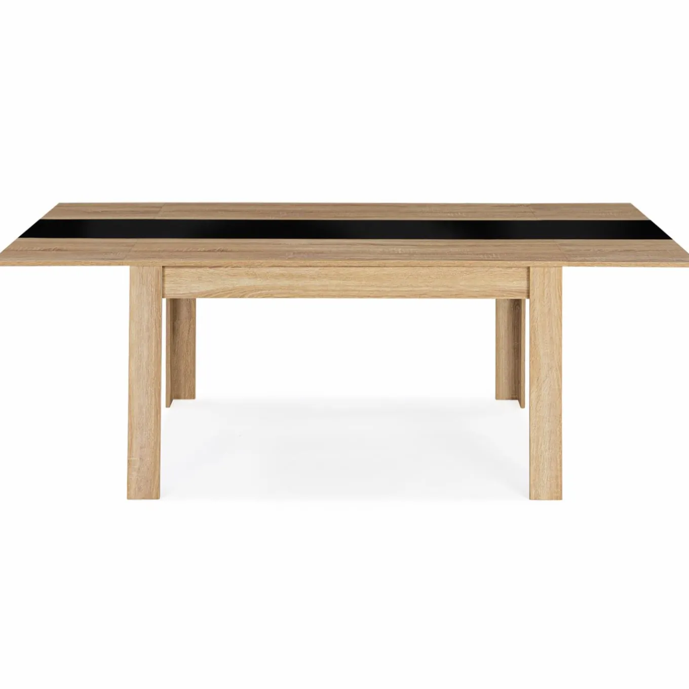 IDMarket Table de salle à manger extensible en bois imitation hêtre et noire 6-10 personnes* Meubles En Bois|Collection Design