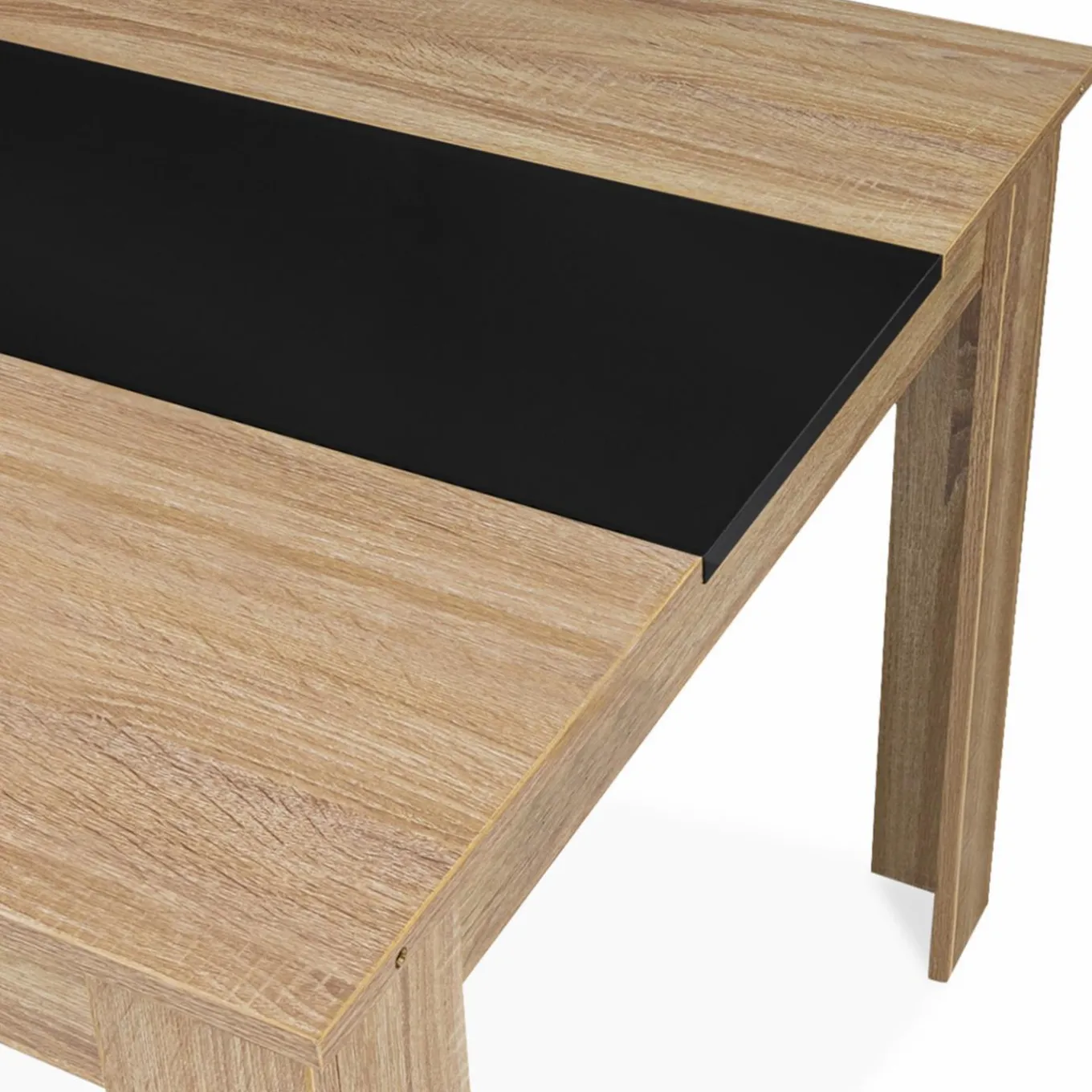 IDMarket Table de salle à manger extensible en bois imitation hêtre et noire 6-10 personnes* Meubles En Bois|Collection Design