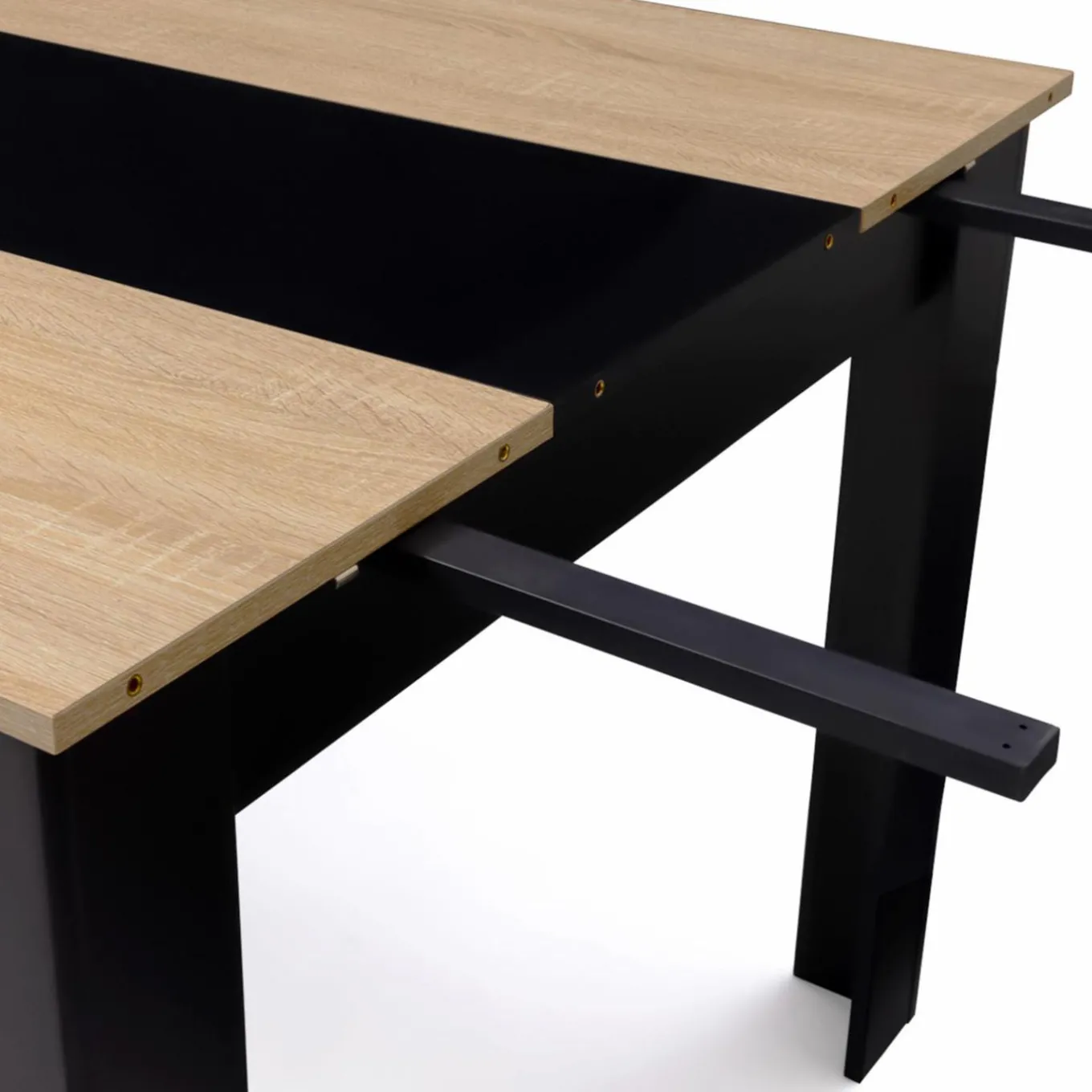 IDMarket Table de salle à manger extensible noire et imitation hêtre 6-10 personnes* Collection Design|Collection Contemporaine