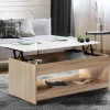 IDMarket Table de salon avec plateau relevable imitation hêtre plateau blanc* Collection Design|Collection Contemporaine