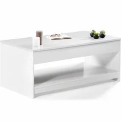 IDMarket Table de salon blanche avec plateau relevable* Collection Design|Collection Contemporaine