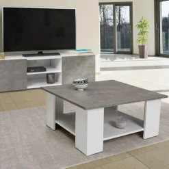 IDMarket Table de salon imitation béton* Meubles Bas|Collection Design