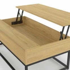 IDMarket Table de salon industrielle avec plateau relevable* Meubles Bas|Meubles En Bois