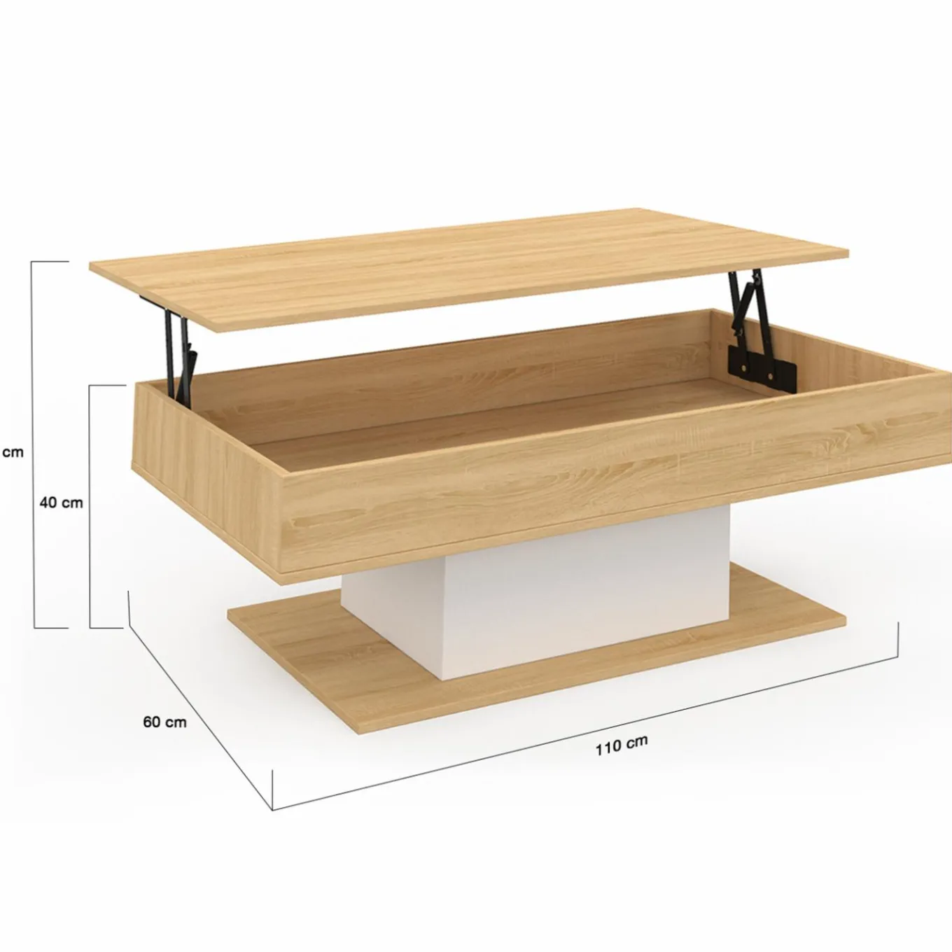 IDMarket Table de salon relevable bois et blanc* Collection Design|Collection Moderne