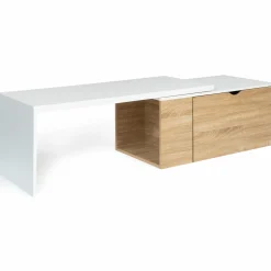 IDMarket Table de salon rotative avec coffre de rangement* Meubles Blancs|Collection Moderne