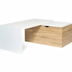 IDMarket Table de salon rotative avec coffre de rangement* Meubles Blancs|Collection Moderne