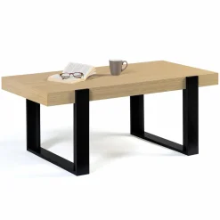IDMarket Table de salon style industriel bois et noir* Collection Moderne|Salon Complet