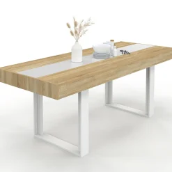 IDMarket Table extensible 6 à 10 personnes bois et blanc* Collection Design|Collection Moderne