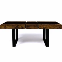IDMarket Table extensible 6 à 10 personnes bois effet vieilli et noir* Collection Design|Collection Vintage