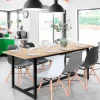 IDMarket Table extensible industrielle 6-10 personnes 200 cm* Meubles En Bois|Collection Industrielle