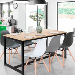 IDMarket Table extensible industrielle 6-10 personnes 200 cm* Meubles En Bois|Collection Industrielle