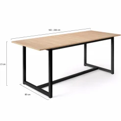 IDMarket Table extensible industrielle 6-10 personnes 200 cm* Meubles En Bois|Collection Industrielle