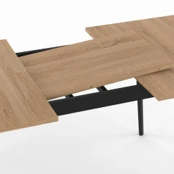 IDMarket Table extensible scandinave plateau bois pieds noirs 120-160 cm* Collection Scandinave|Salle À Manger Complète