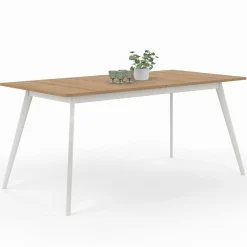 IDMarket Table extensible scandinave plateau bois pieds blancs 160-200cm* Collection Scandinave|Salle À Manger Complète