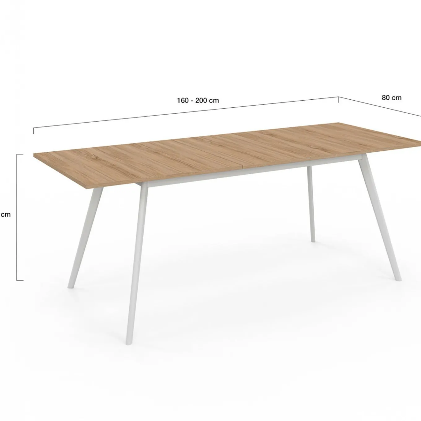 IDMarket Table extensible scandinave plateau bois pieds blancs 160-200cm* Collection Scandinave|Salle À Manger Complète