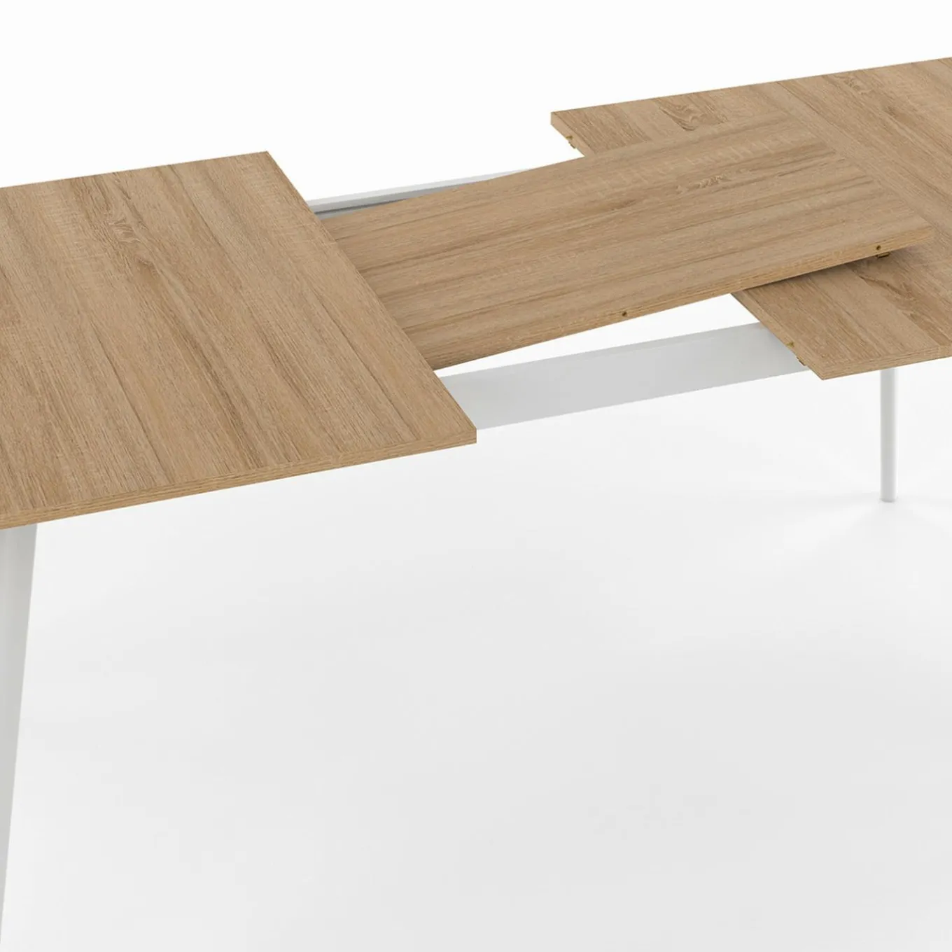 IDMarket Table extensible scandinave plateau bois pieds blancs 160-200cm* Collection Scandinave|Salle À Manger Complète