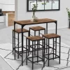 IDMarket Table haute avec 4 tabourets bois effet vieilli* Collection Industrielle|Mange Debout