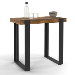 IDMarket Table haute de bar bois foncé effet vieilli et noir 113 cm* Meubles Hauts|Collection Design