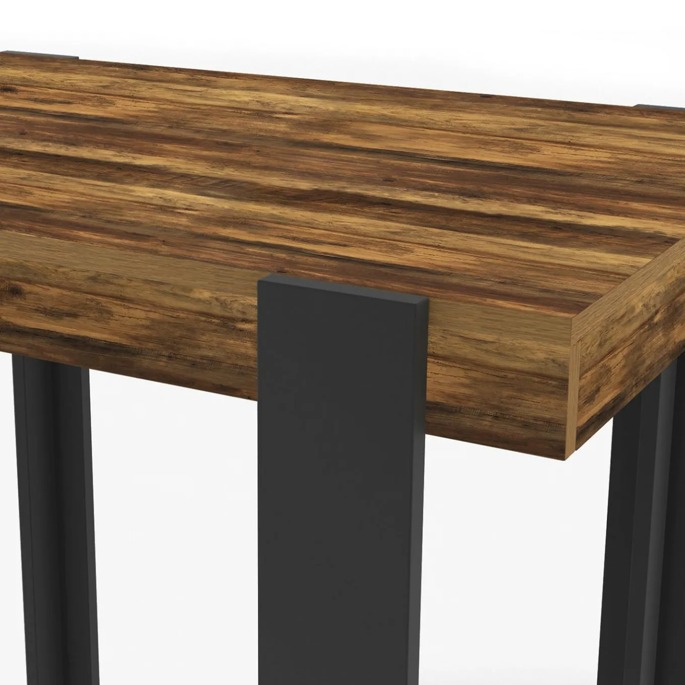 IDMarket Table haute de bar bois foncé effet vieilli et noir 113 cm* Meubles Hauts|Collection Design
