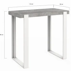 IDMarket Table haute de bar effet béton et blanc 113 cm* Mange Debout|Tables Hautes
