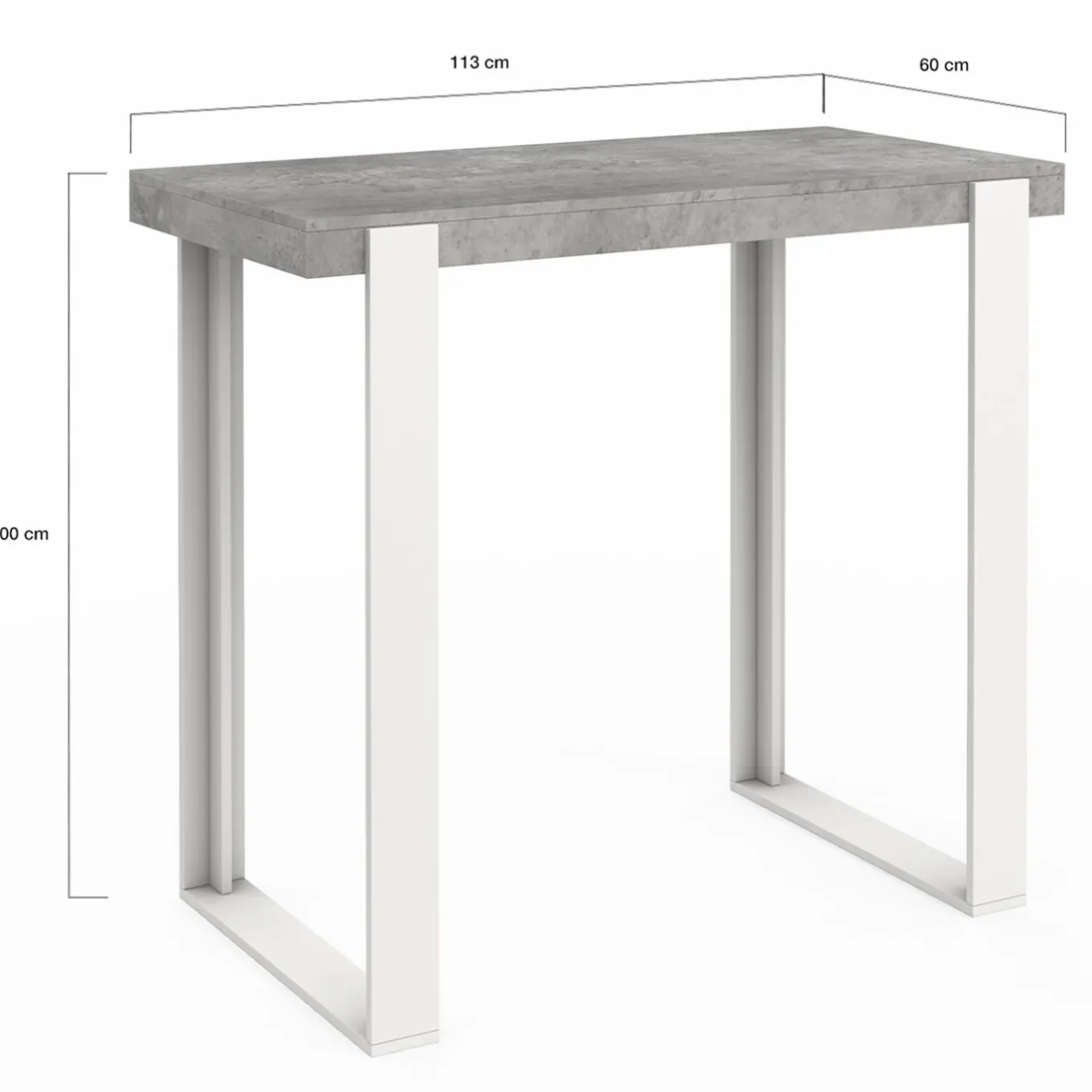 IDMarket Table haute de bar effet béton et blanc 113 cm* Mange Debout|Tables Hautes