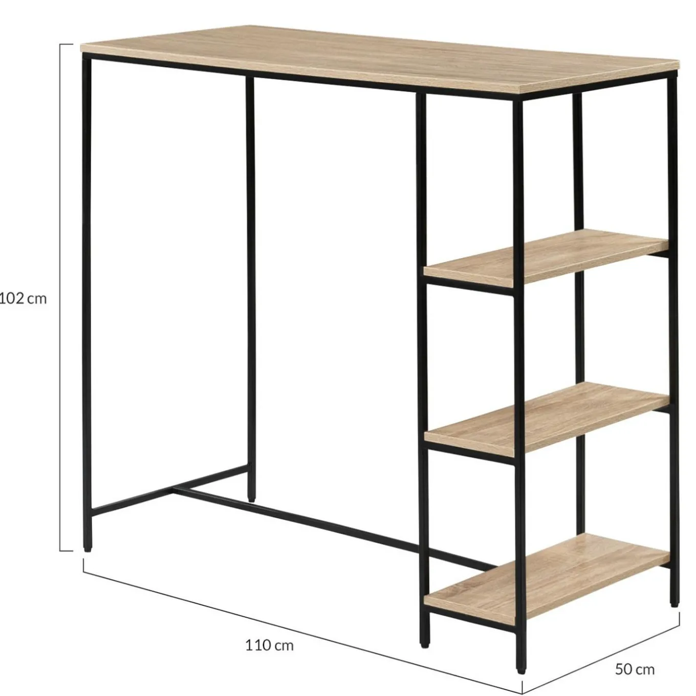 IDMarket Table haute industrielle avec étagères* Meubles Hauts|Collection Industrielle
