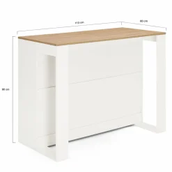 IDMarket Table haute îlot de cuisine blanche et bois* Meubles Hauts|Meubles Blancs