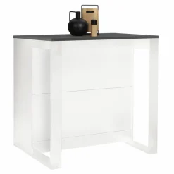 IDMarket Table haute îlot de cuisine blanche et grise* Meubles Hauts|Meubles Blancs