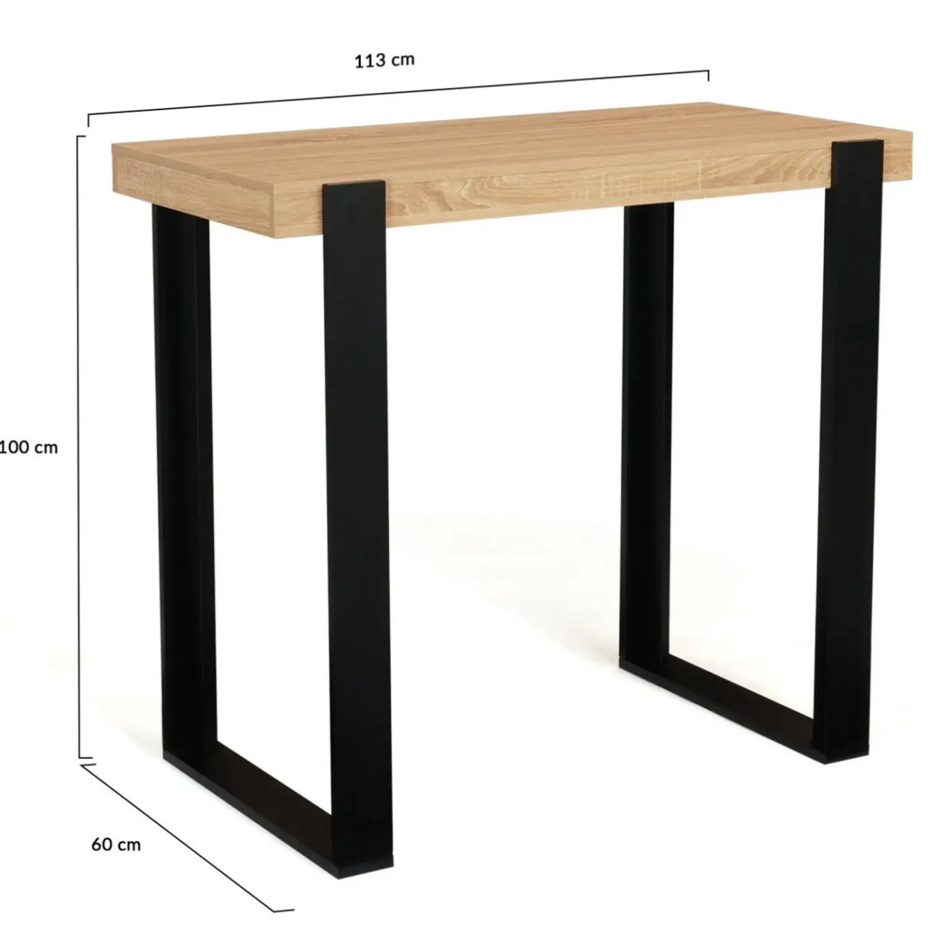 IDMarket Table haute mange debout noir et bois 113 cm* Meubles Hauts|Collection Design