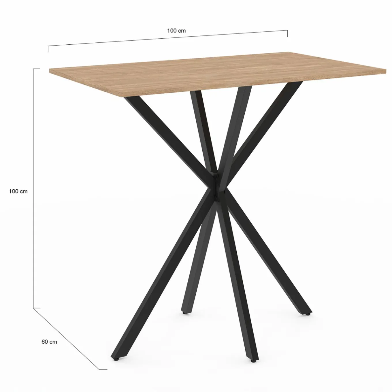 IDMarket Table haute mange debout recangulaire bois et métal noir pied araignée 100 cm* Meubles Hauts|Collection Design