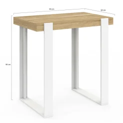IDMarket Table haute mange-debout blanc et bois 90 cm* Meubles Hauts|Collection Design