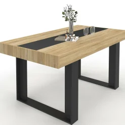 IDMarket Table industrielle bois et noire 6 personnes 160 cm* Meubles En Bois|Collection Design
