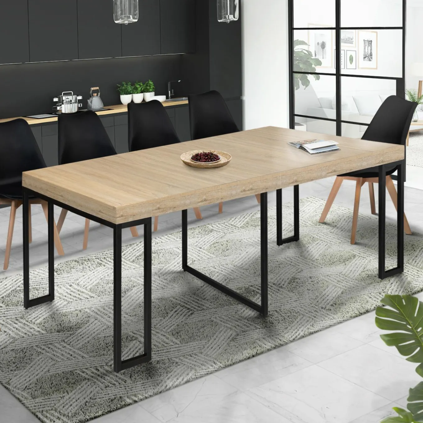 IDMarket Table industrielle extensible 10 personnes 235 cm* Meubles En Bois|Collection Agencement Magasin