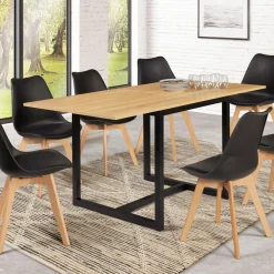 IDMarket Table industrielle extensible 6-8 personnes 160 cm* Meubles En Bois|Collection Industrielle