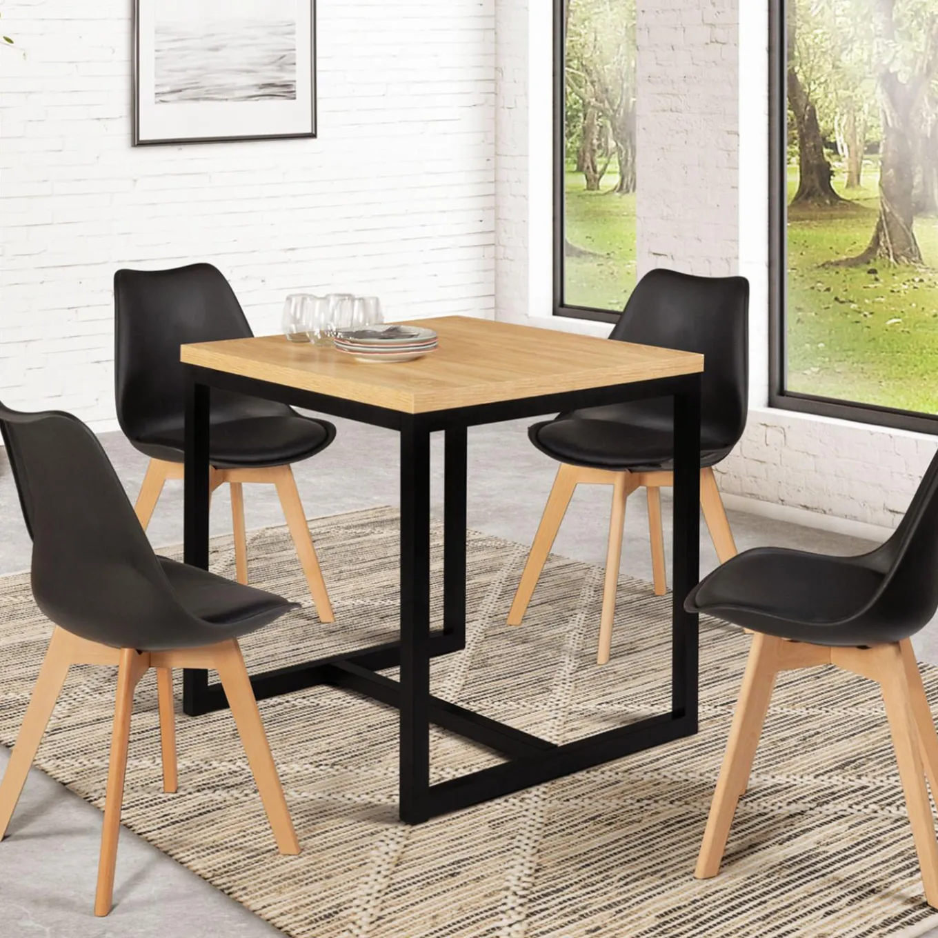 IDMarket Table industrielle extensible 6-8 personnes 160 cm* Meubles En Bois|Collection Industrielle