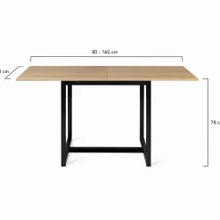 IDMarket Table industrielle extensible 6-8 personnes 160 cm* Meubles En Bois|Collection Industrielle
