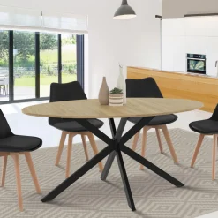 IDMarket Table industrielle 8 personnes ovale bois et pied araignée noir 150 cm* Tables Et Chaises|Tables