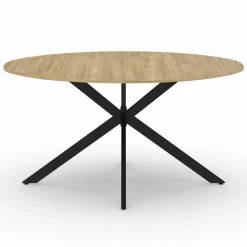 IDMarket Table industrielle 8 personnes ovale bois et pied araignée noir 150 cm* Tables Et Chaises|Tables