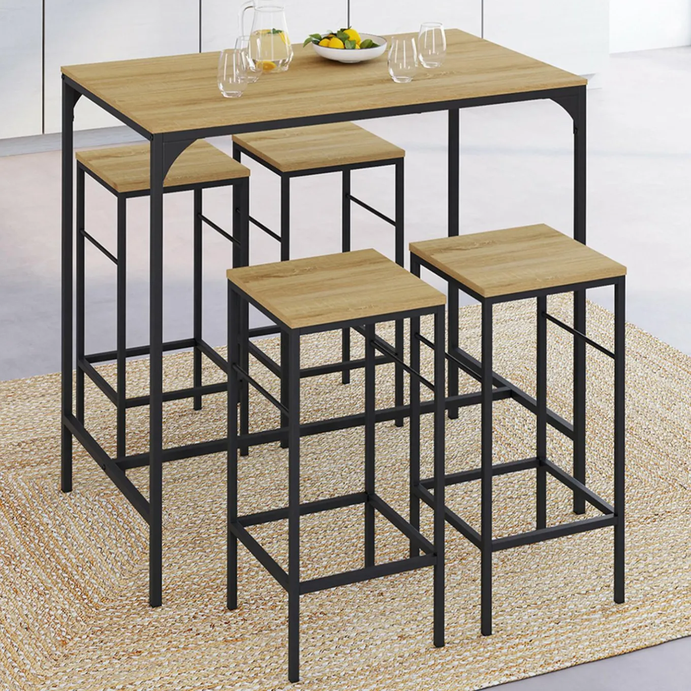 IDMarket Table mange debout style industriel avec tabourets* Meubles En Bois|Collection Industrielle
