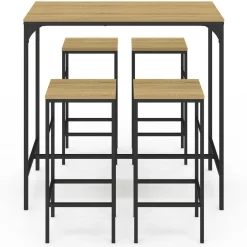 IDMarket Table mange debout style industriel avec tabourets* Meubles En Bois|Collection Industrielle