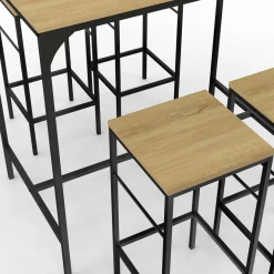 IDMarket Table mange debout style industriel avec tabourets* Meubles En Bois|Collection Industrielle
