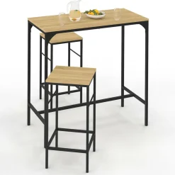 IDMarket Table mange-debout style industriel avec 2 tabourets* Collection Industrielle|Mange Debout