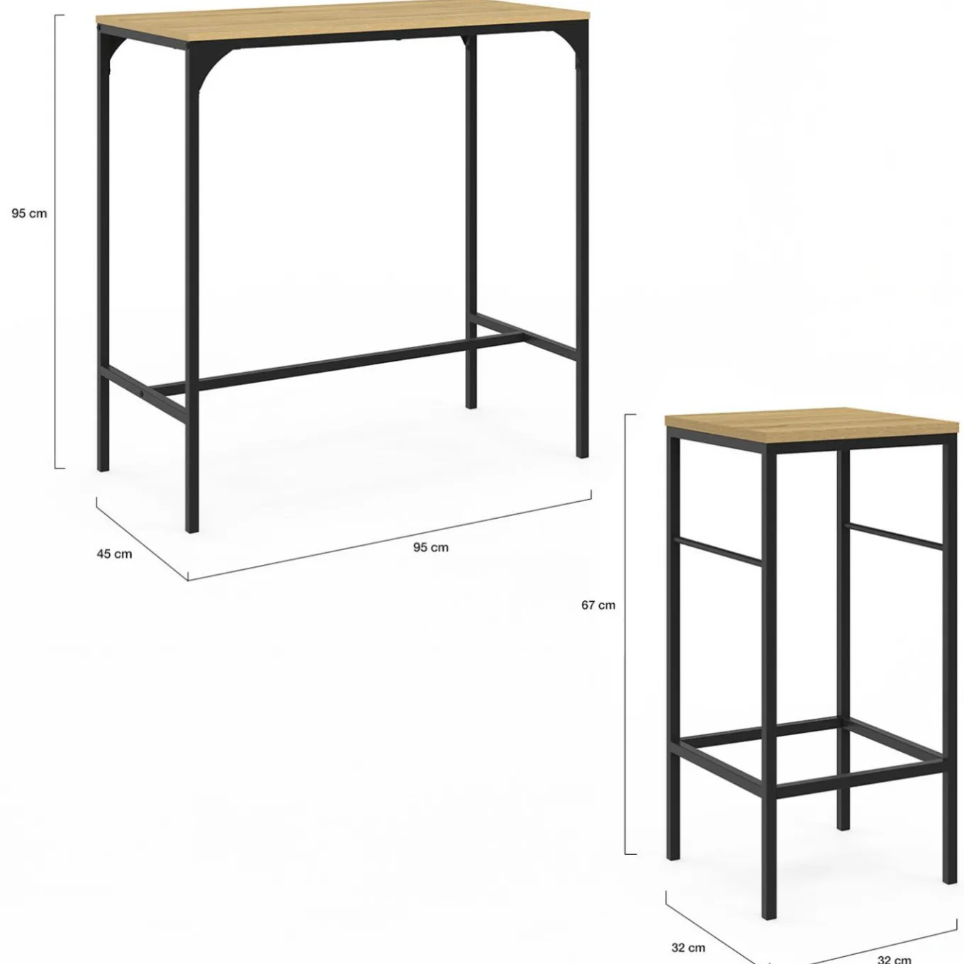 IDMarket Table mange-debout style industriel avec 2 tabourets* Collection Industrielle|Mange Debout