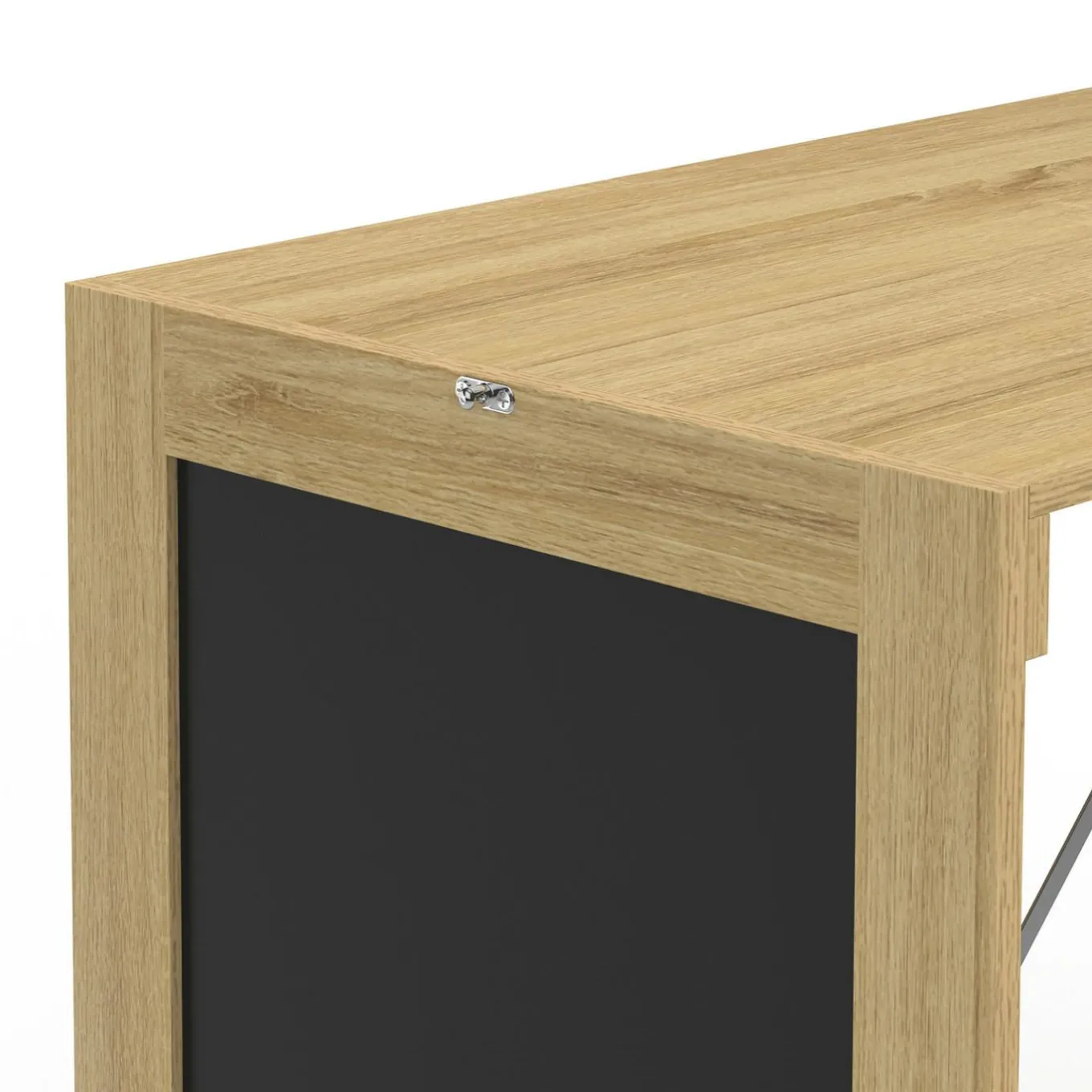 IDMarket Table murale pliable MACCHIA avec étagères et tableau craie 2 personnes bois et noir* Mange Debout|Tables Hautes
