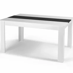 IDMarket Table noire et blanche 6 personnes* Meubles Blancs|Collection Contemporaine