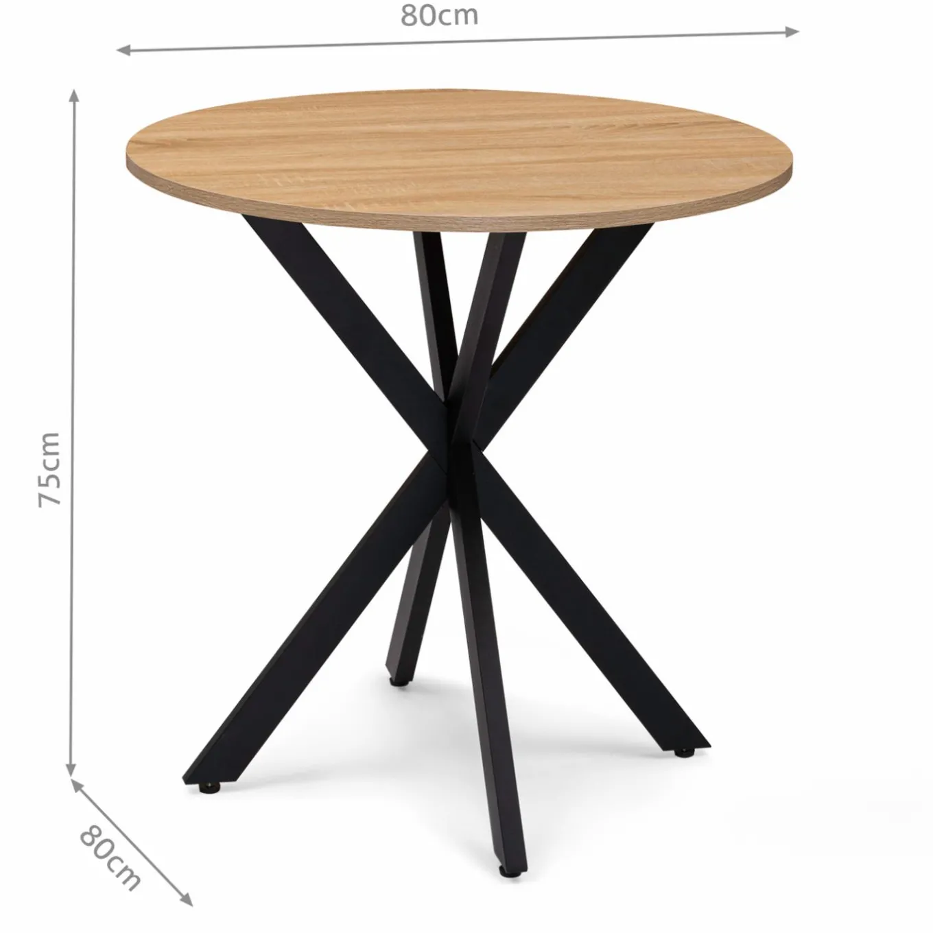 IDMarket Table pied araignée ronde bois et métal noir 80 cm* Collection Industrielle|Salle À Manger Complète