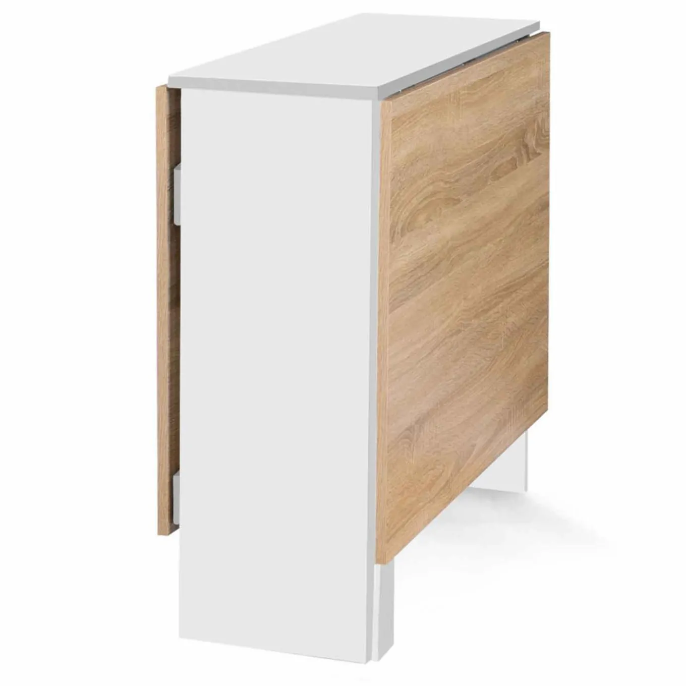 IDMarket Table pliante blanche plateau bois avec double rangement central* Collection Design|Collection Contemporaine