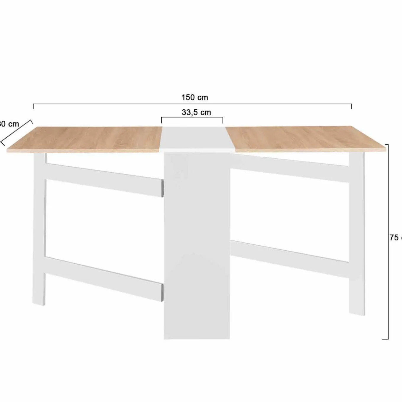 IDMarket Table pliante blanche plateau bois avec double rangement central* Collection Design|Collection Contemporaine