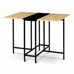 IDMarket Table pliante industrielle bois et métal noir 2-4 personnes* Collection Industrielle|Consoles